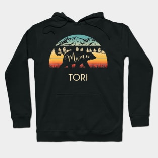 Tori Name Gift Retro Sun Personalized Mama Bear Hoodie